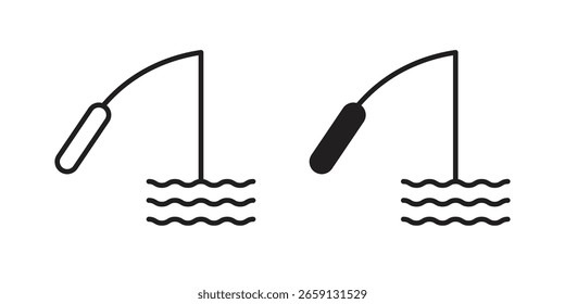 Fishing icon vector editable. black vectors set