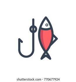 fishing icon vector filled outline style