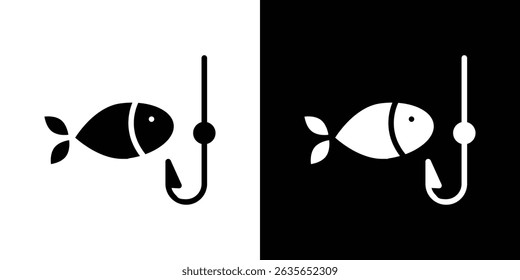 Fishing icon Vector in flat style. Collection silhouettes