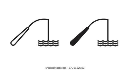 Fishing-Symbol, Vektorsymbol, flach und trendige Strichlinie
