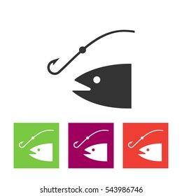 Fishing icon vector illustration. Angling symbol.