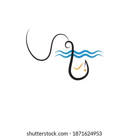 plantilla de diseño de ilustración de vector de icono de pesca 