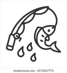 Fishing Icon Vector Illustration Outline