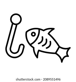 Imagen vectorial de icono de pesca. También se puede usar para aplicaciones web, aplicaciones móviles y medios impresos.