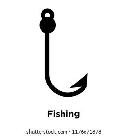 Fishing icon vector isolated on white background, logo concept of Fishing sign on transparent background, filled black symbol