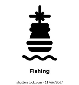 Fishing icon vector isolated on white background, logo concept of Fishing sign on transparent background, filled black symbol