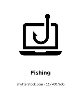 Fishing icon vector isolated on white background, logo concept of Fishing sign on transparent background, filled black symbol