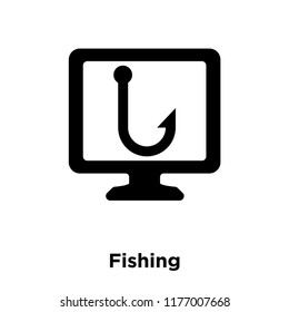 Fishing icon vector isolated on white background, logo concept of Fishing sign on transparent background, filled black symbol
