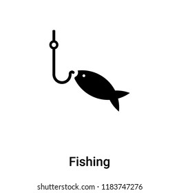 Fishing icon vector isolated on white background, logo concept of Fishing sign on transparent background, filled black symbol
