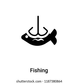 Fishing icon vector isolated on white background, logo concept of Fishing sign on transparent background, filled black symbol