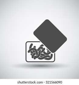 Fishing icon with worm container over gray background. Vector illustration.