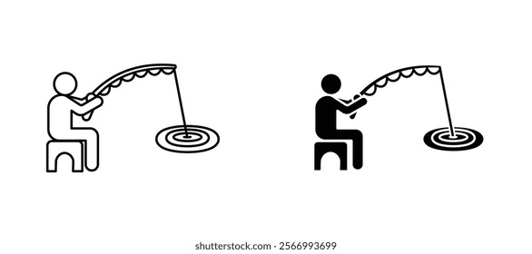 Fishing icons in outline and fill. vector illustration for ui.