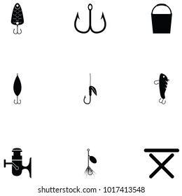 fishing icons set