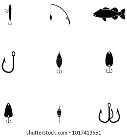 fishing icons set