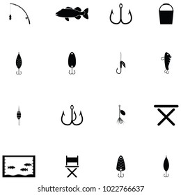 fishing icons set