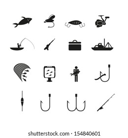 Fishing icons set