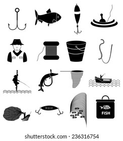 Fishing icons set