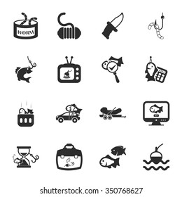 Fishing icons set. 