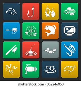 Fishing icons set. 