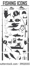 Fishing icons set