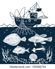fishing icons set