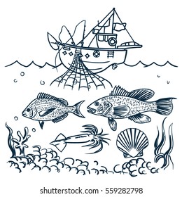 fishing icons set