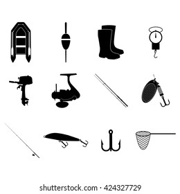 Fishing Icons Set. Concept illustration for design.