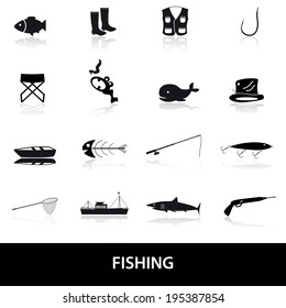 fishing icons set eps10