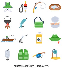 fishing icons set. flat design