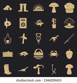 Fishing icons set. Simple set of 25 fishing vector icons for web for any design