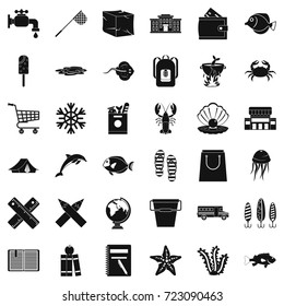 Fishing icons set. Simple style of 36 fishing vector icons for web isolated on white background