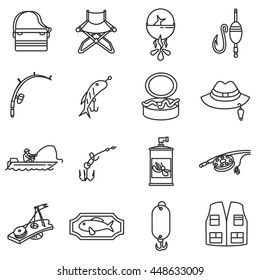 fishing icons set thin line design