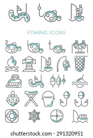 Fishing Icons set vector design