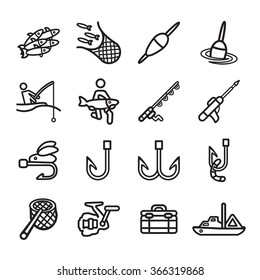 Fishing icons set. Vector eps 10.