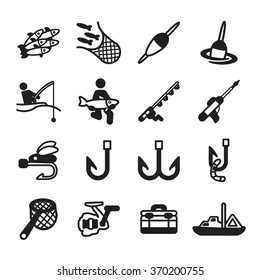 Fishing icons set. Vector eps 10.