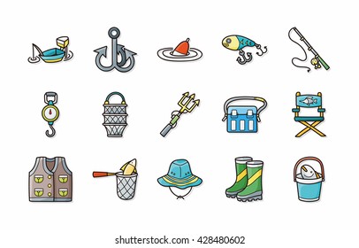 Fishing icons set,eps10