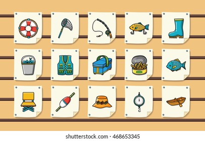 Fishing icons set,eps10