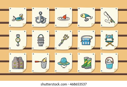 Fishing icons set,eps10