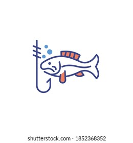 Fishing illustration filled style icon. EPS 10 File