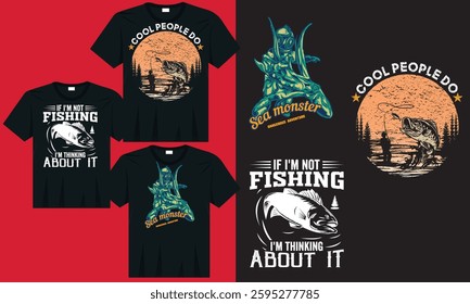 Fishing illustration graphic t-shirt design. Fish vector design.