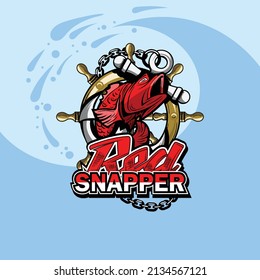 Fishing illustration with the inscription Red Snapper image for application on T-shirts.