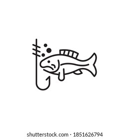 Fishing illustration style outline icon. EPS 10 File