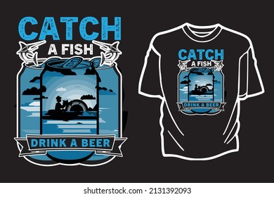 Fishing illustration for t shirt graphic Premium Vector