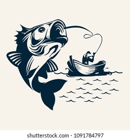Fishing Illustration Template For Logo