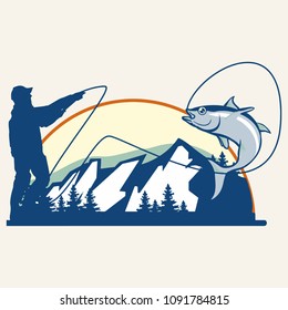 fishing illustration template for logo