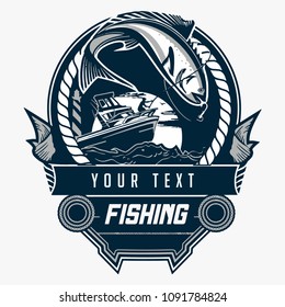 fishing illustration template for logo