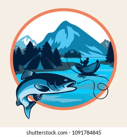 fishing illustration template for logo