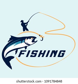 Fishing Logo Design Template Illustration Sport Stock Vector (Royalty ...