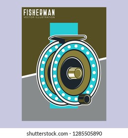 Fishing illustration template for logo - Vector