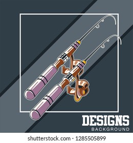 Fishing illustration template for logo - Vector